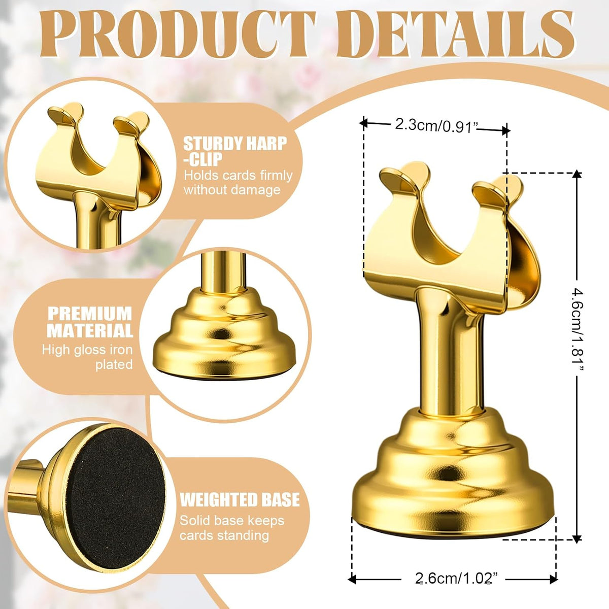 24 Pcs Gold Table Number Holders Metal 1.8 in Place Card Holders | Harp Clip Place Cards Stands for Wedding Restaurant