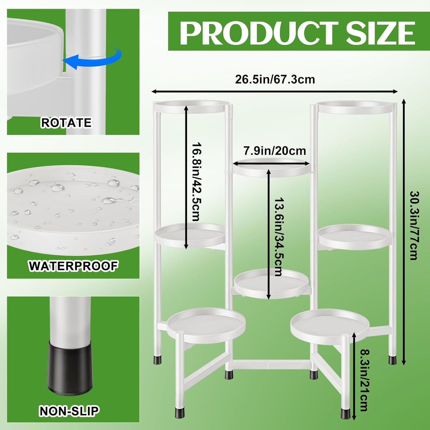 8 Tier Plant Stand Indoor Tall, Tiered Plant Stands Outdoor for Multiple Plants, Corner Metal Folding Flower Display