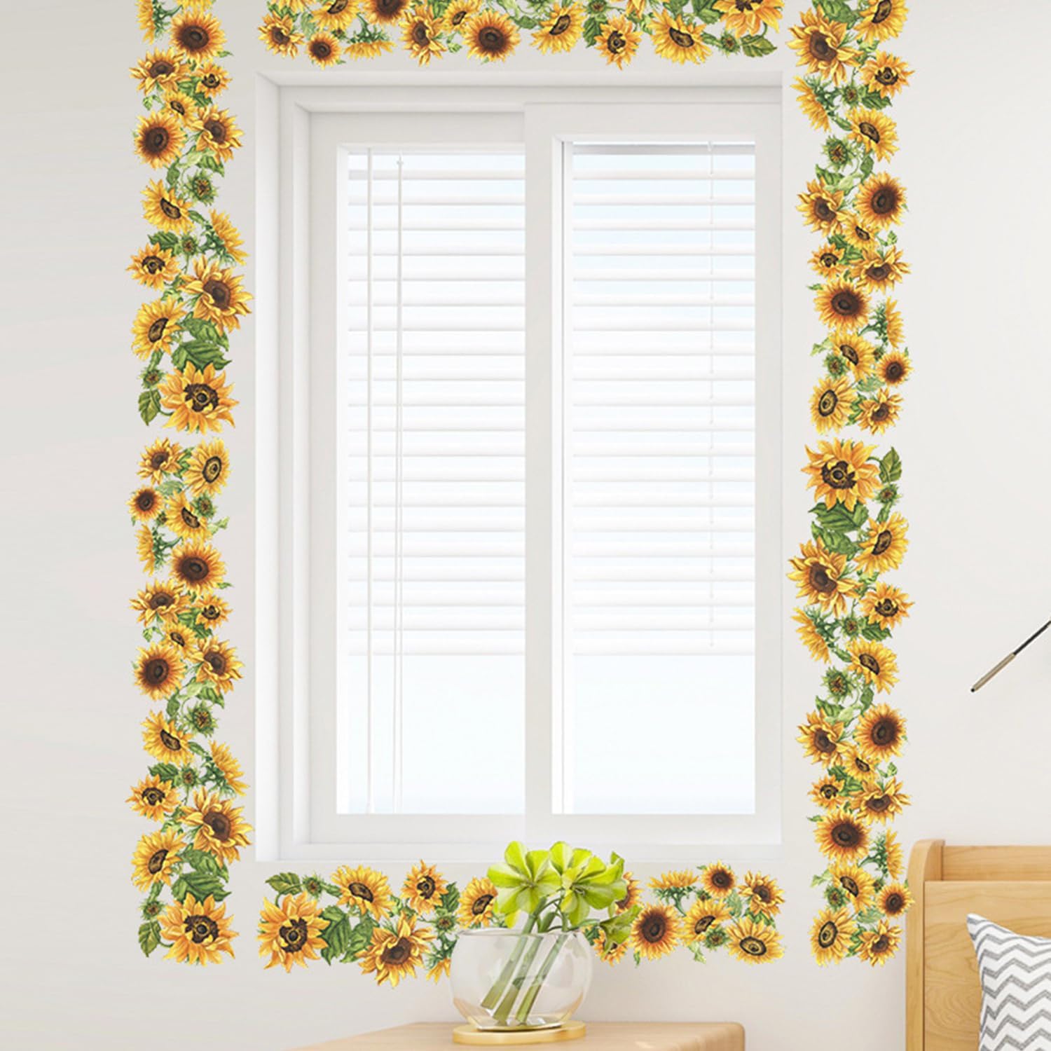 Sunflower Wall Decals / Green / Set of 16