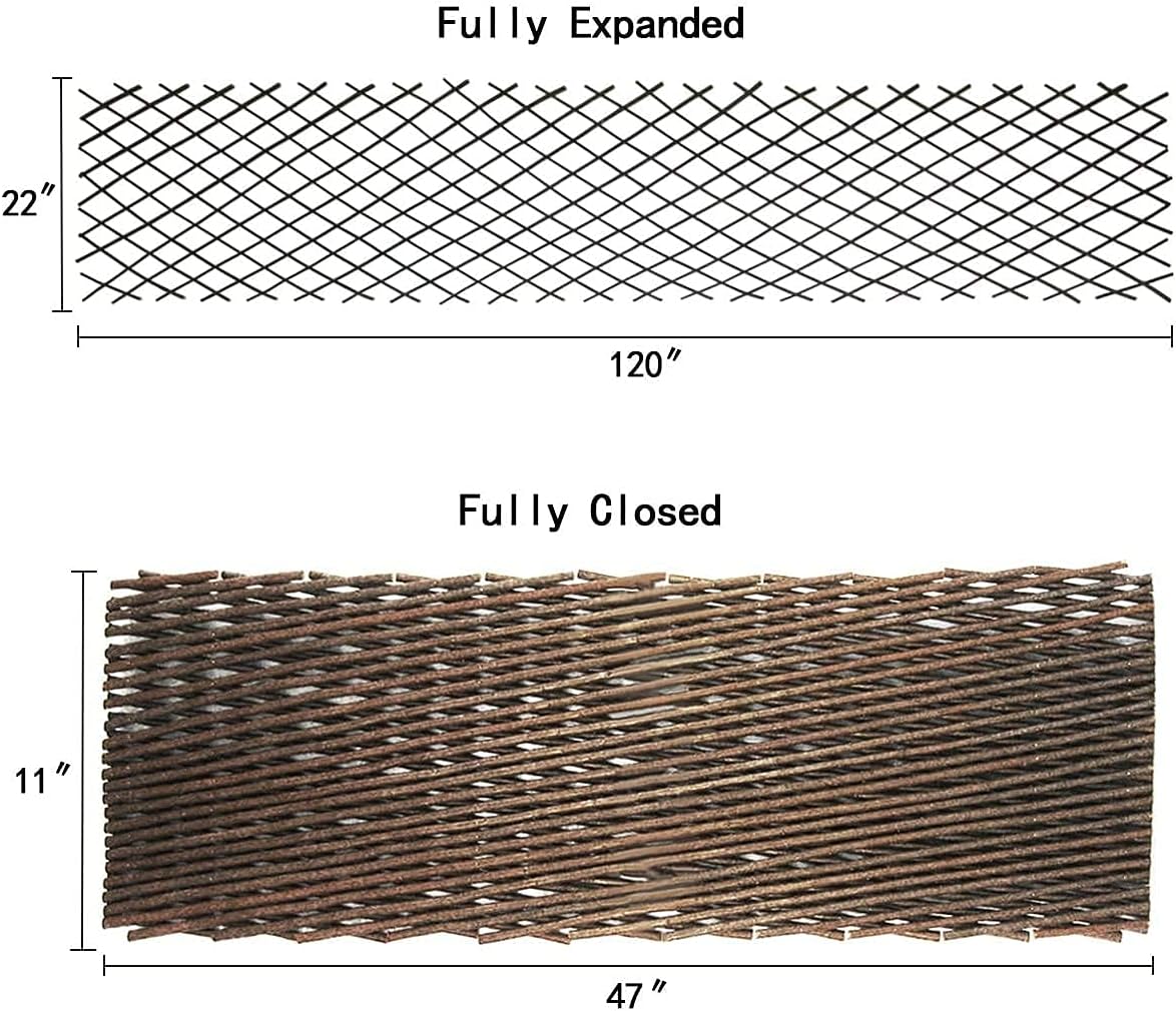 2 Pack Willow Expandable Lattices Fence，Garden Fence Trellis for Climbing Plants Support 36x92 Inch (2)