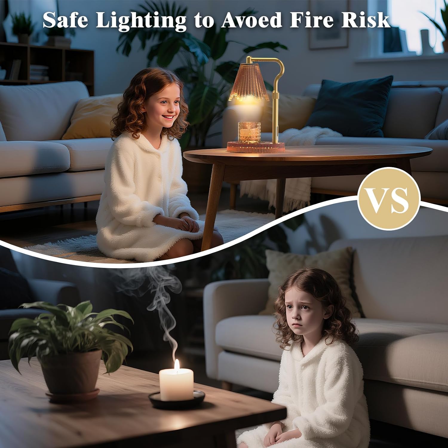 Candle Warmer Lamp, Timer & 4-Level Dimmer, Adjustable Height | Flameless Electric Wax Warmer for Jar Candles, Includes