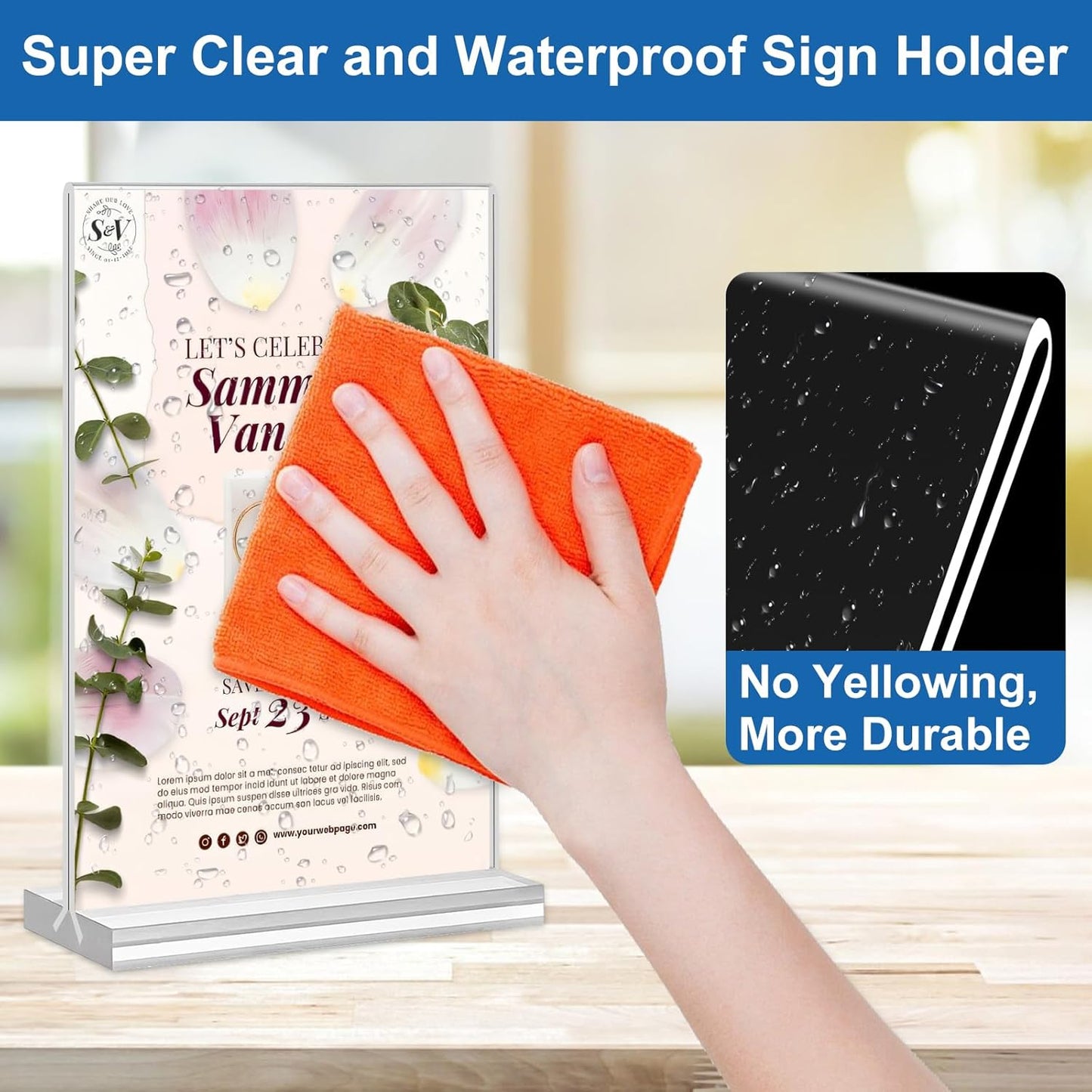 Acrylic Sign Holder / 4 x 6 / Vertical / Clear / Set of 20