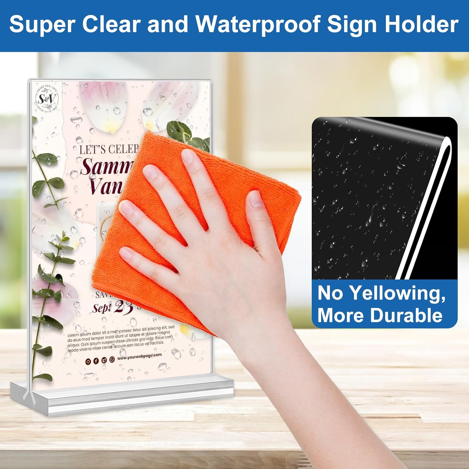 Acrylic Sign Holder / 4 x 6 / Vertical / Clear / Set of 20