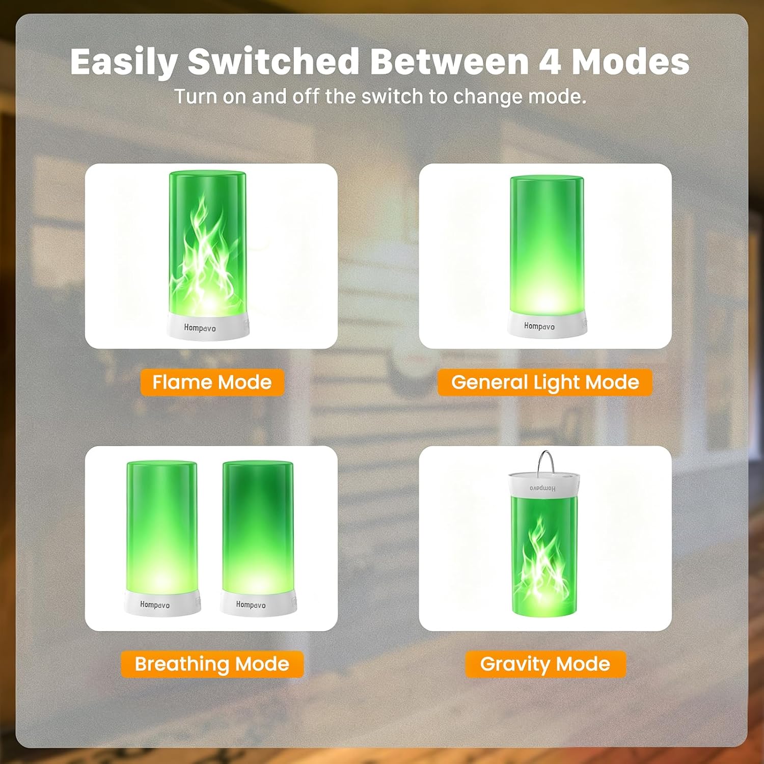 Hompavo 【Upgraded】 Flame Lights with Remote, Timer, 4-Mode Rechargeable | Waterproof LED Battery Operated Flameless