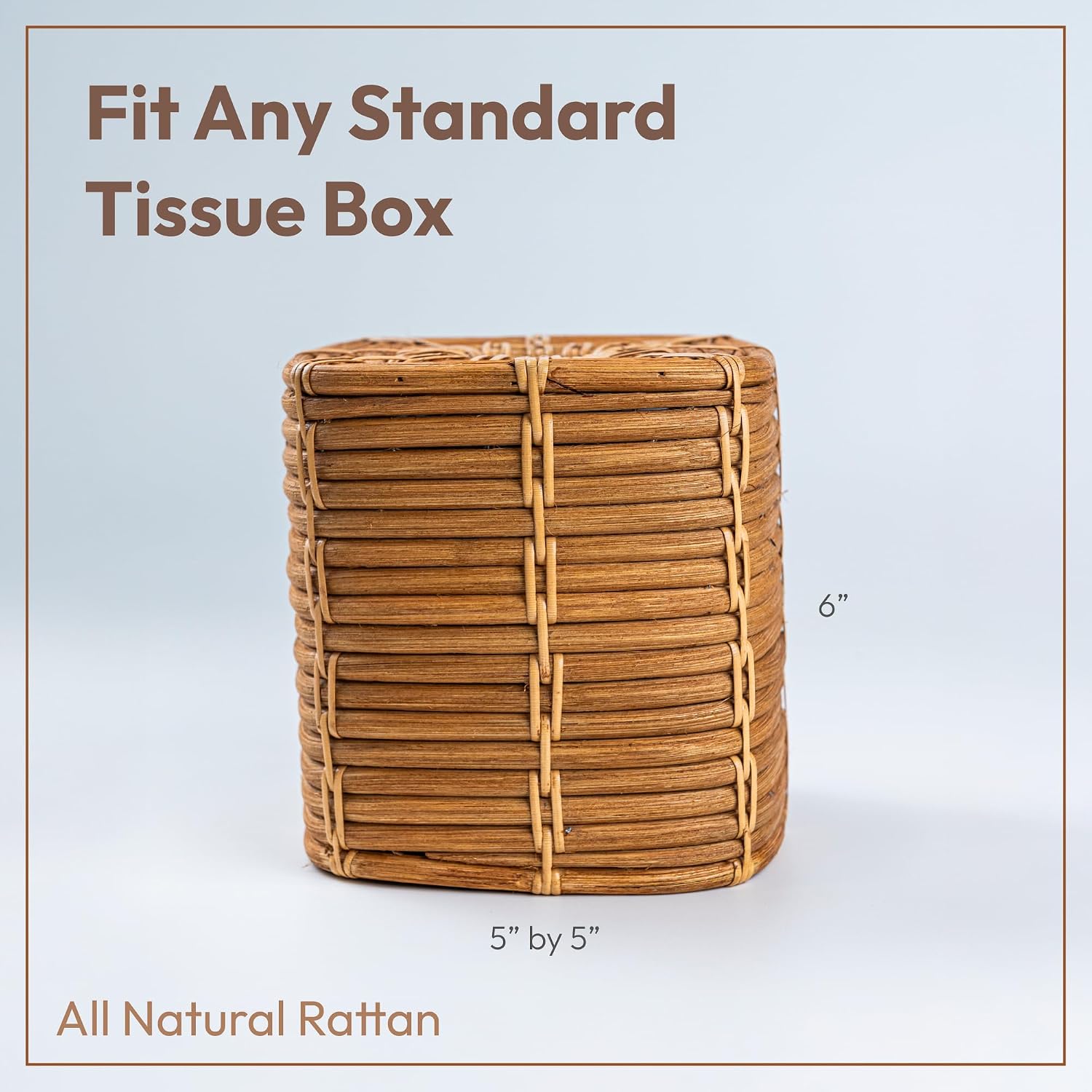 Rattan Tissue Box Cover Square / White Wash / 5.5 x 5.5 x 6