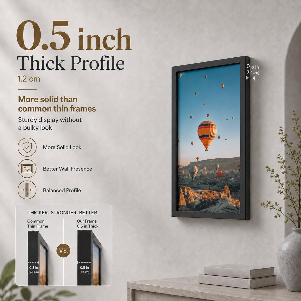 JCJMY 11x16 Black Picture Frame Set of 6, Horizontal and Vertical Formats for Wall Hanging, 11 x 16 Wall Gallery Poster