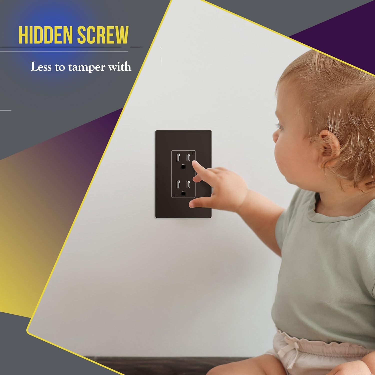 ENERLITES 1-Gang Brown Mid-Size Screwless Decorator Wall Plate, 10 Pack | Size 4.88" x 3.11", Plate cover Fits light