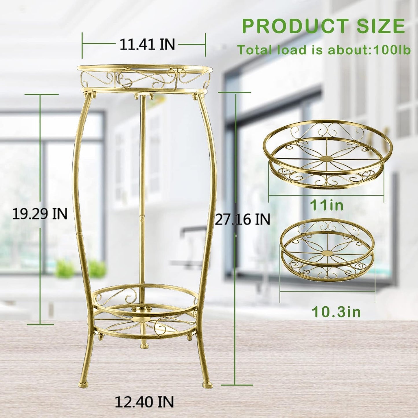 MOCORY Plant Stand Indoor Outdoor 2 Tier 27" Tall Metal Potted Holder Rack Flower Pot Stand Heavy Duty Plant Shelf