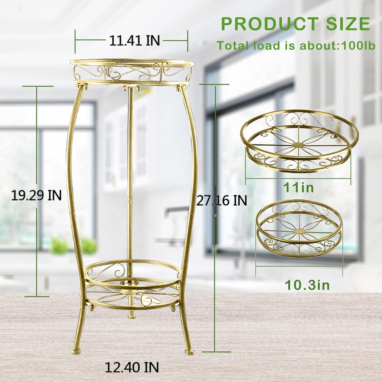 MOCORY Plant Stand Indoor Outdoor 2 Tier 27" Tall Metal Potted Holder Rack Flower Pot Stand Heavy Duty Plant Shelf
