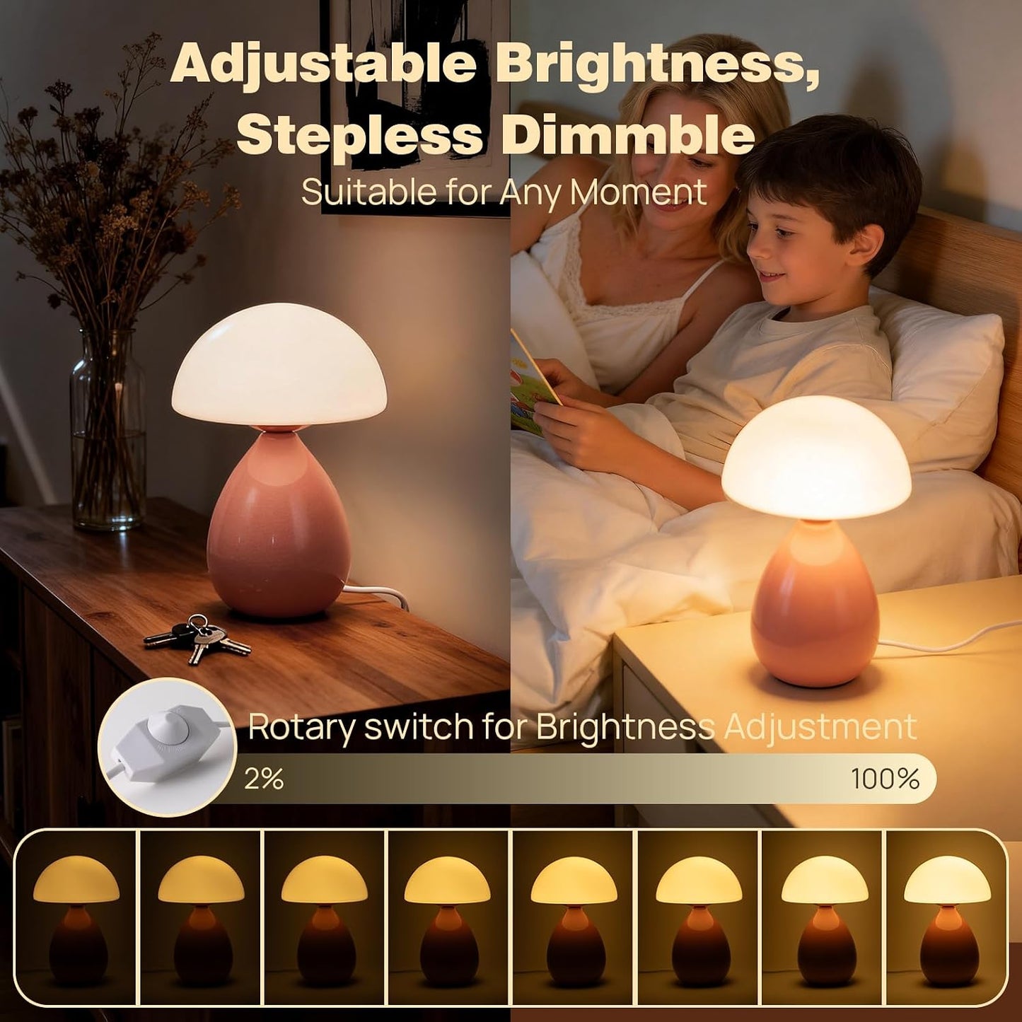 Small Lamp / Mushroom Table Lamp / Pink