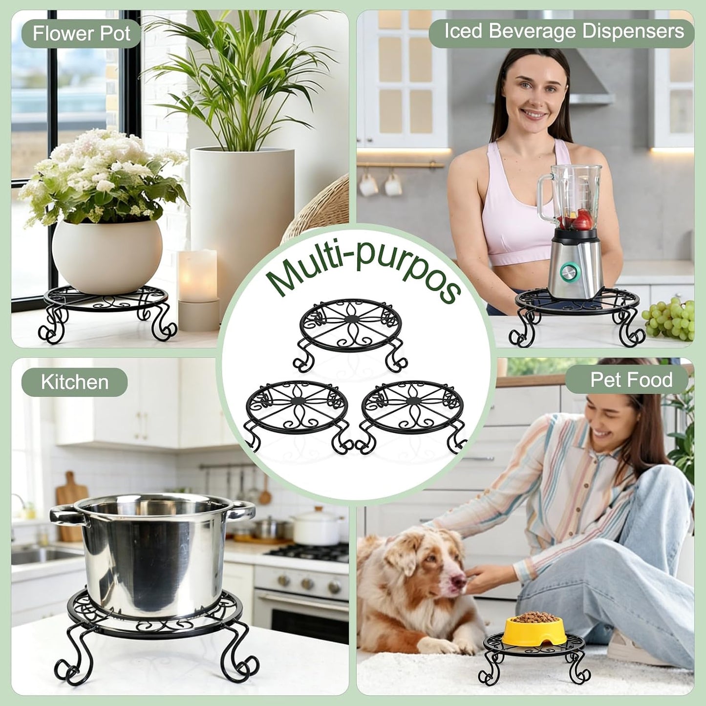 Kylinbigda Metal Plant Stand Indoor/Outdoor, Low Corner Plant Stand, Decoration Small Plant Holders for Home, Anti-Rust