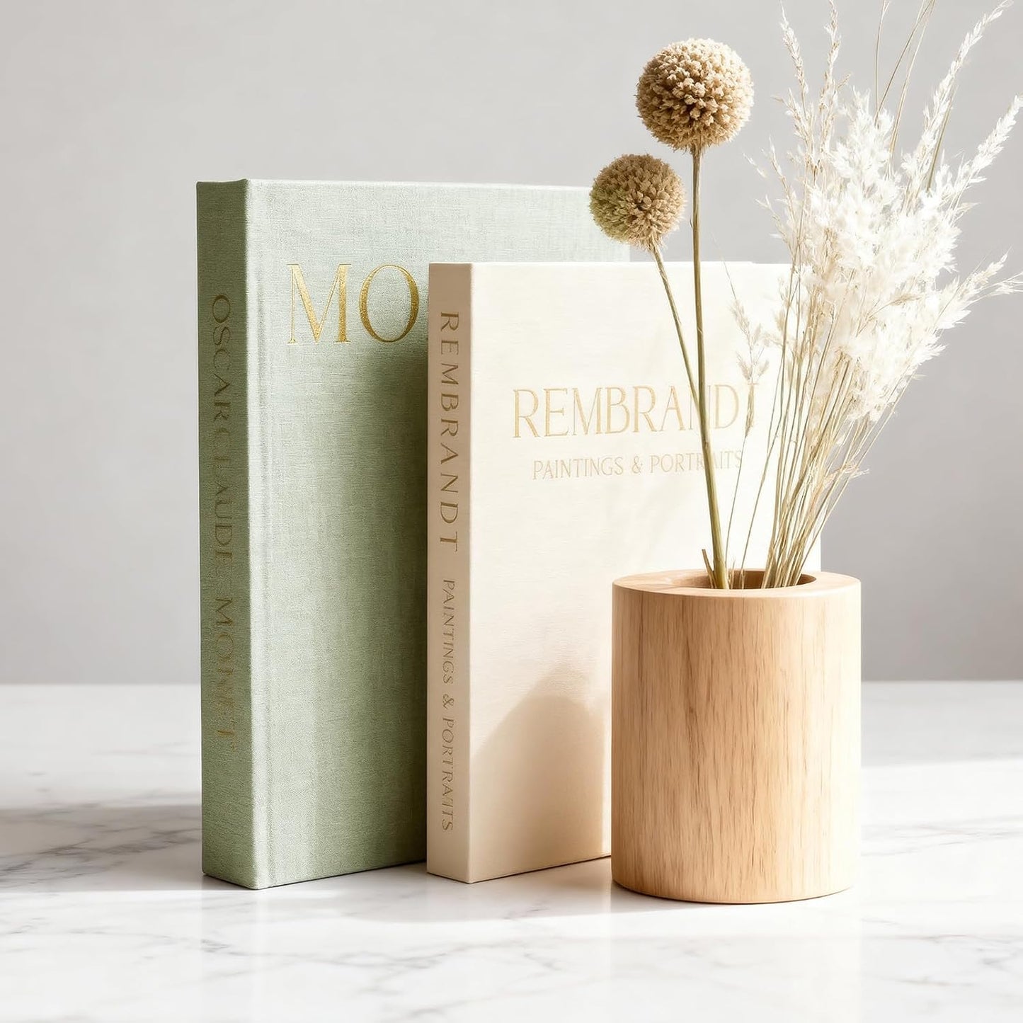 Linen Faux Storage Boxes / Mint Green & Biege / Set of 2
