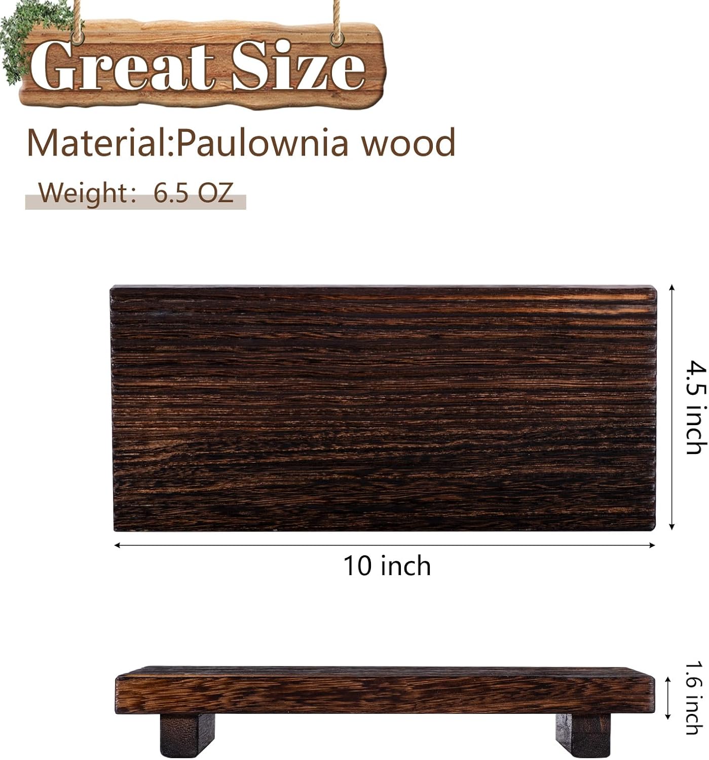 Bathroom Tray Farmhouse Decor Pedestal Stand Wood Riser Display / Drak Brown / 10 x 4.5 x 1.6