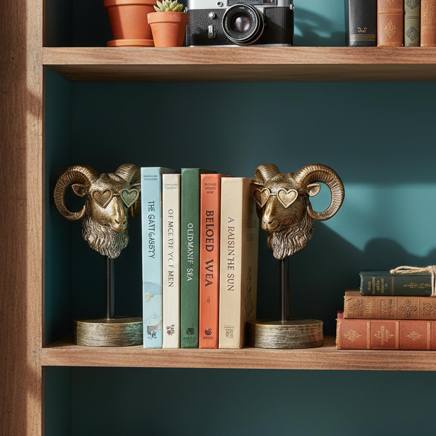 Vintage Sheep Bookends / Golden Bighorn