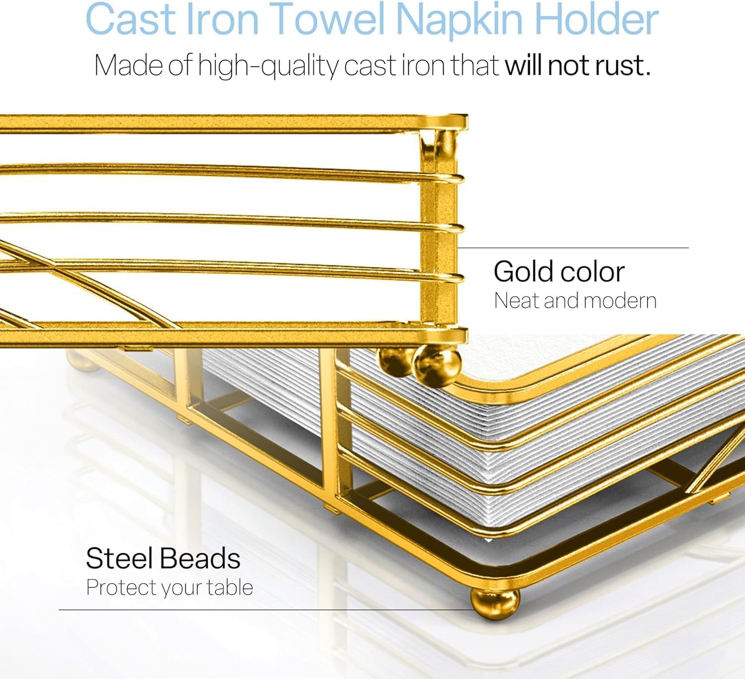 Gold Tray / D - Matt Gold Napkin Holder for Bathroom / Guest Towel Holder
