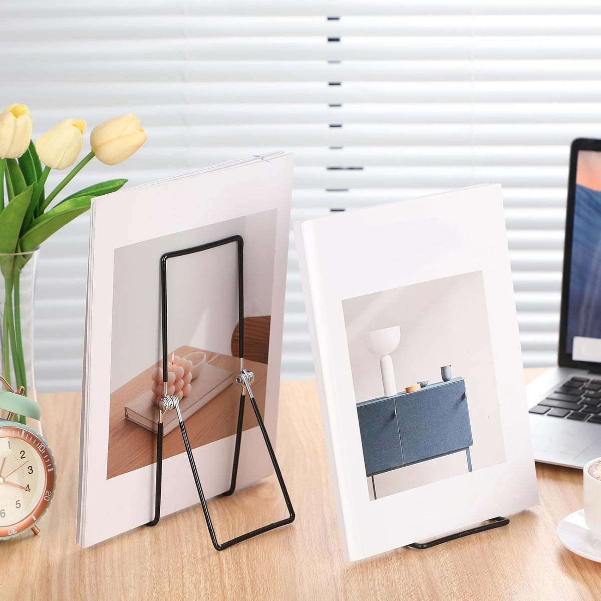 6 Pack 9.17 Inch Large Metal Book Stand for Display Adjustable Display Holder Easel Collector Stand for Home Office