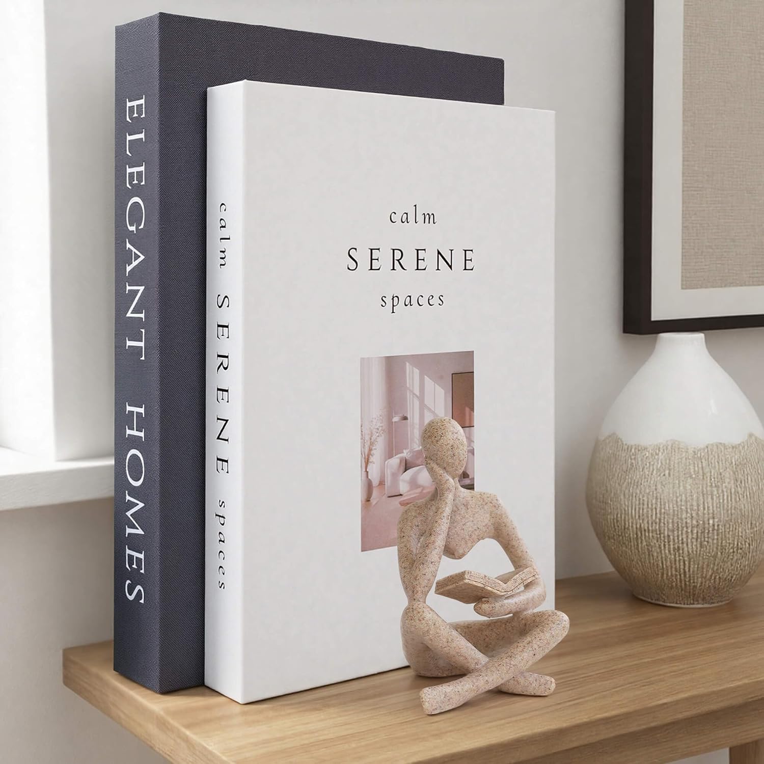 Bookshelf Decor Thinker Statue