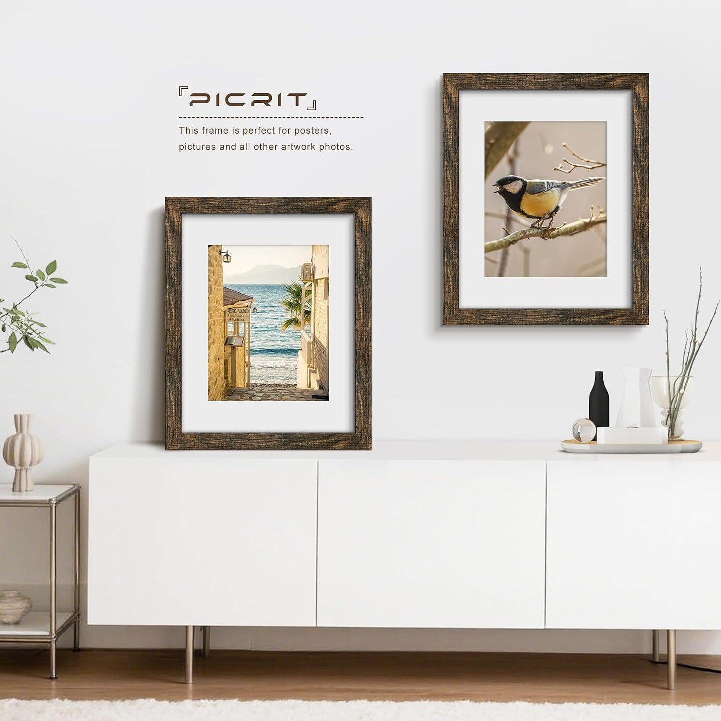 16x20 Rustic Brown Picture Frame, Poster Frame for Wall, 3 Pack | Fits 11x14 Photos With Mat or 16x20 Without Mat