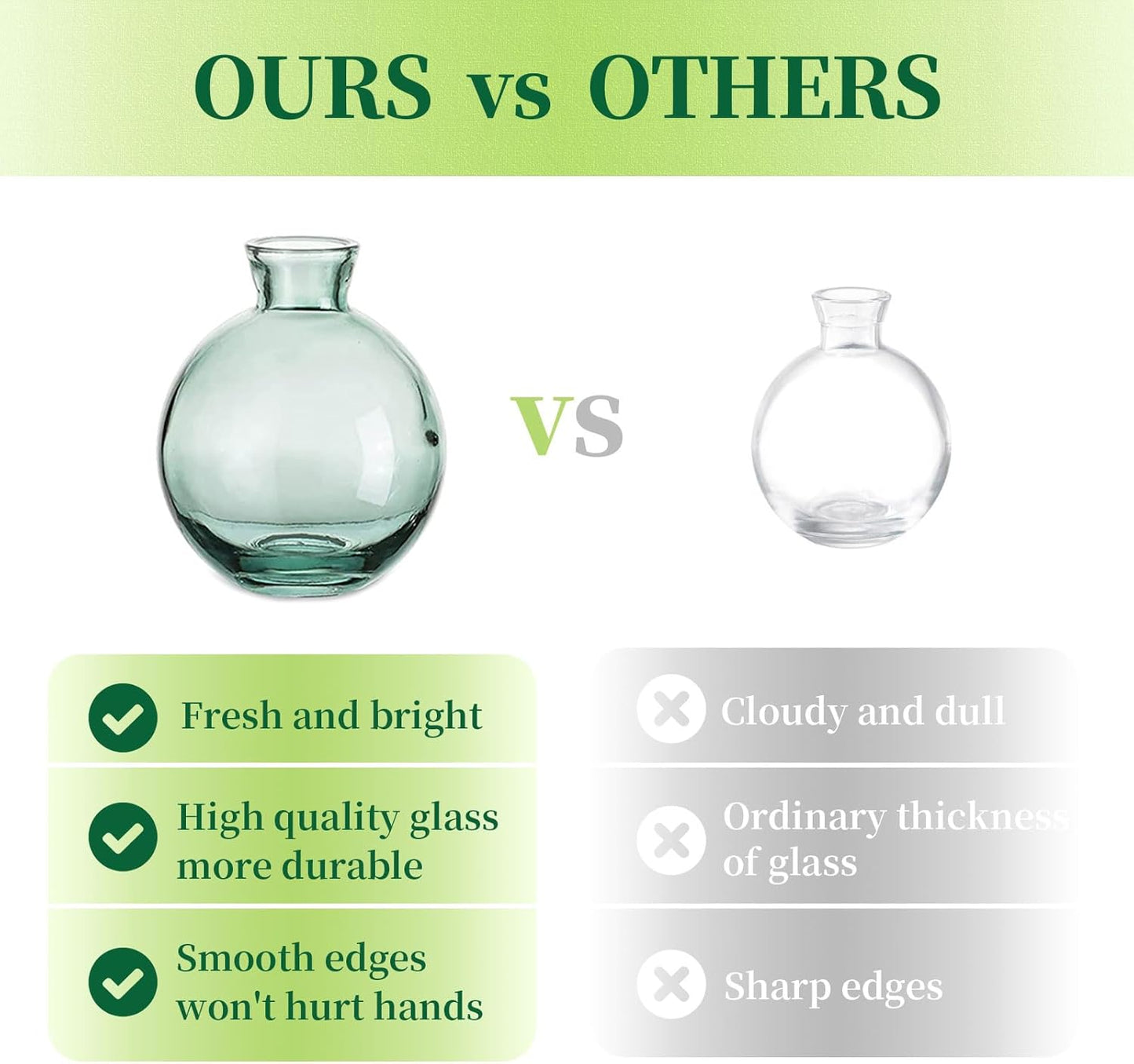 Glass Bud Vases / 4sets / Green / Set of 12