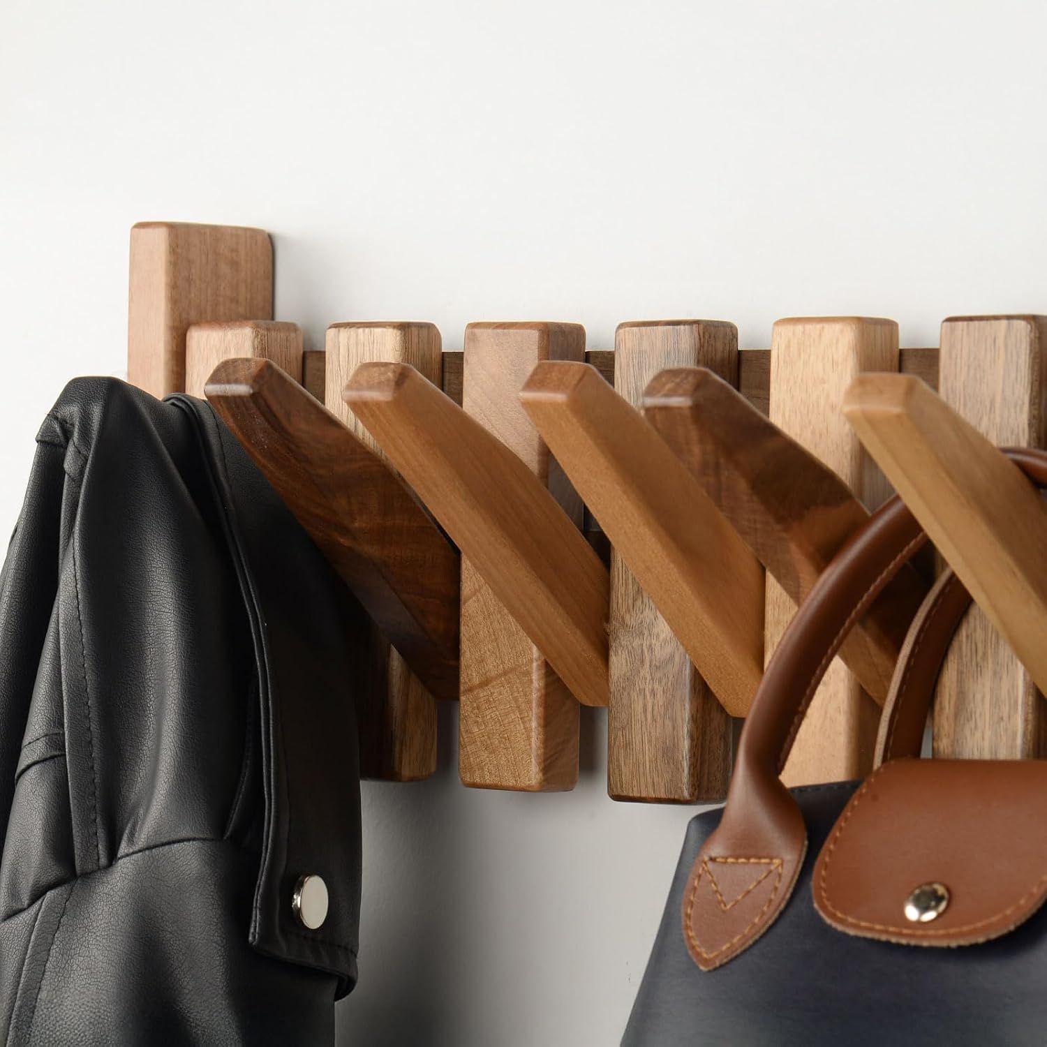 Solid Walnut Piano Key Coat Rack / Walnut-regular-natural / 6 Hooks