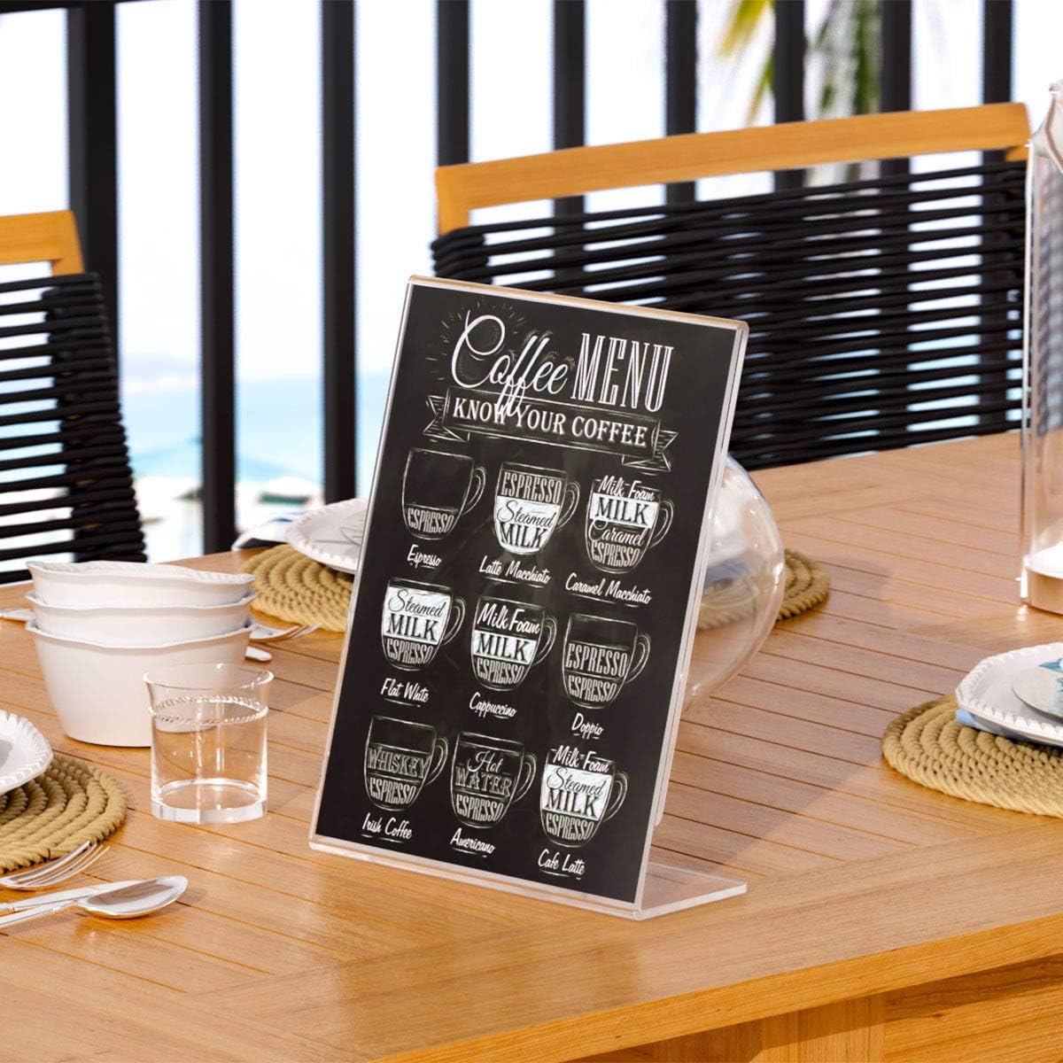 Slant Back Acrylic Sign Holder / 4 x 6 / Vertical / Clear / Set of 6