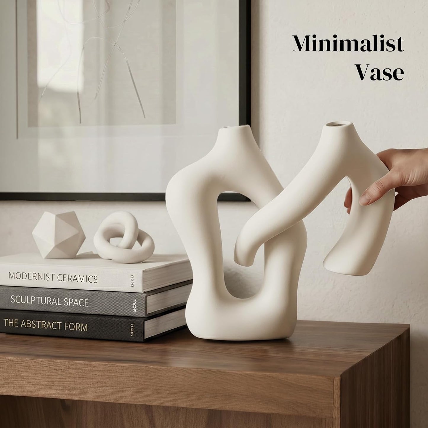 Hollow Ceramic Vase / White / Set of 2