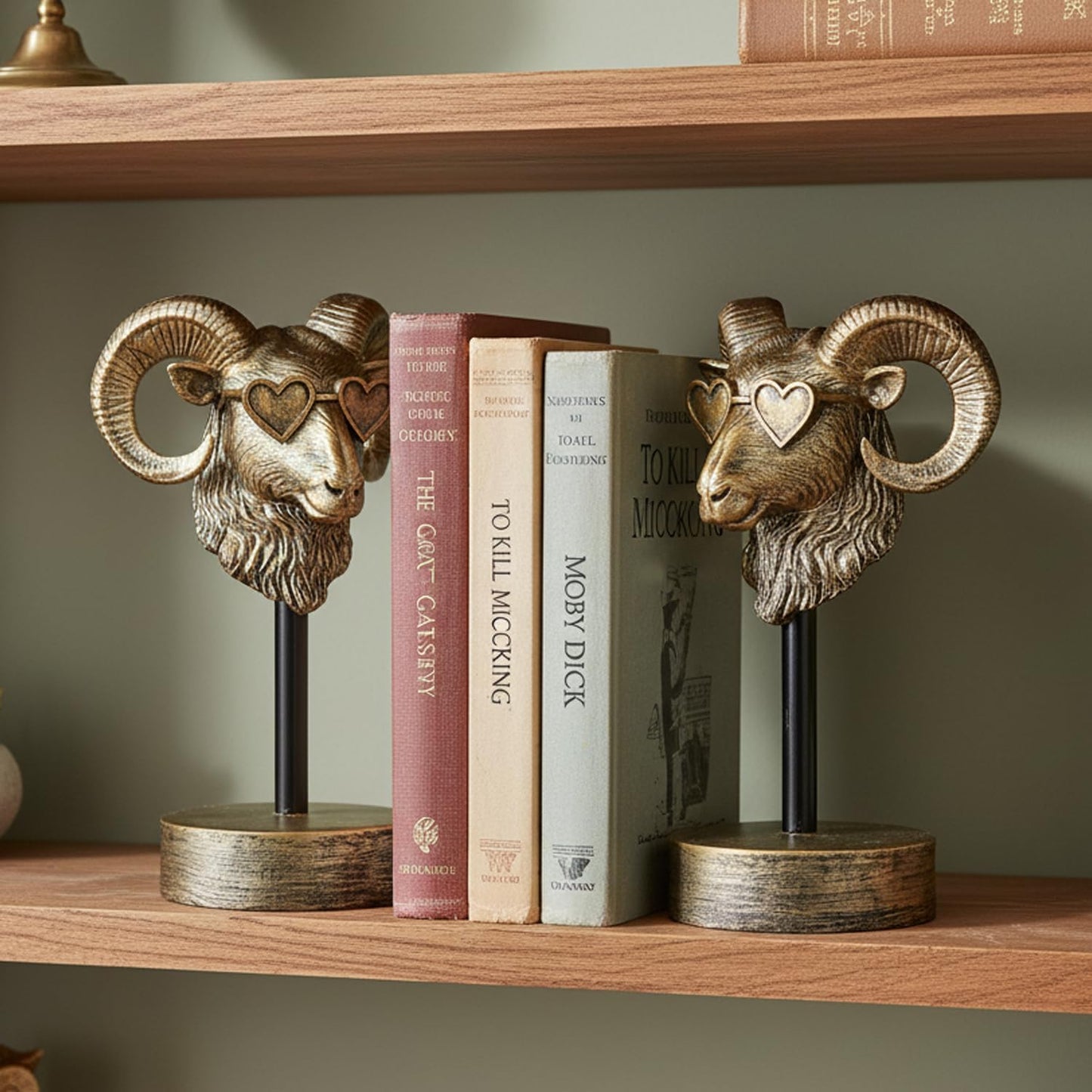 Vintage Sheep Bookends / Golden Bighorn