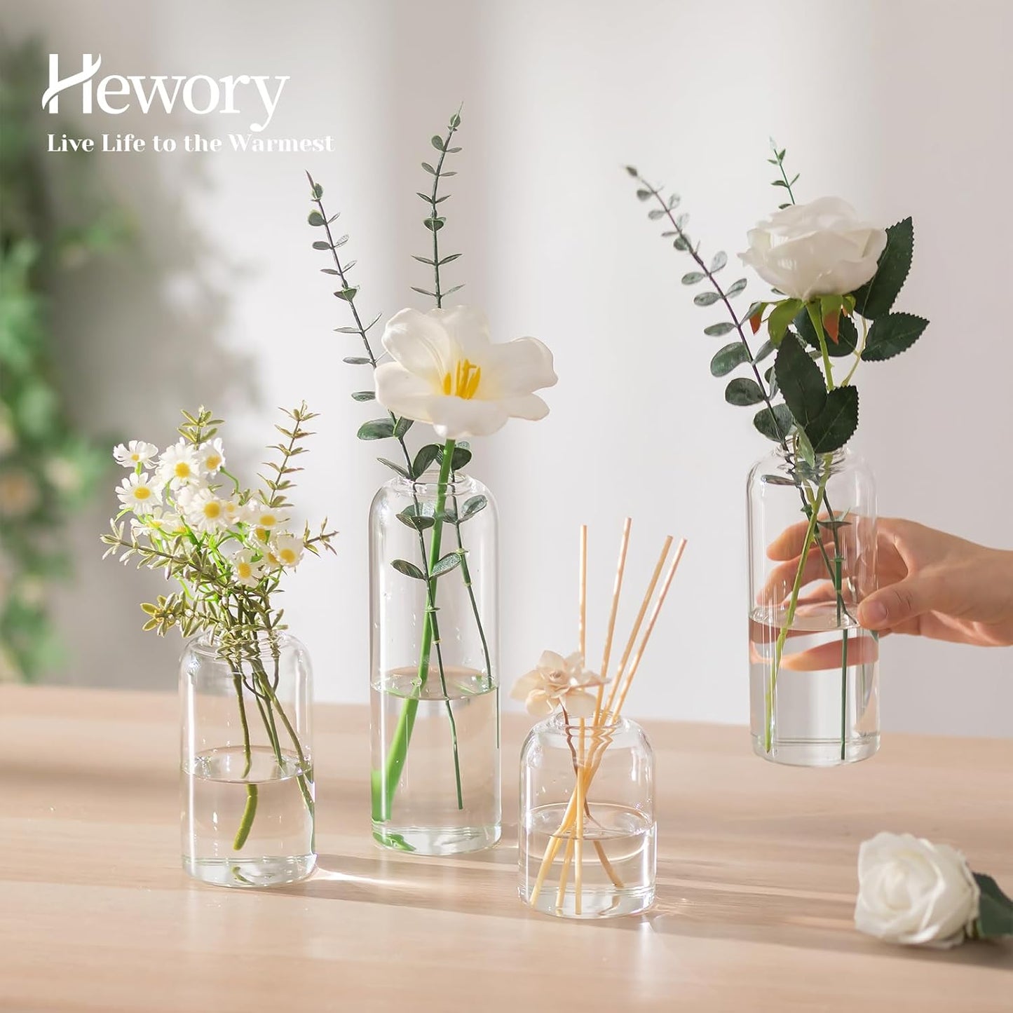 Glass Bud Vases for Flowers / Clear / Set of 20