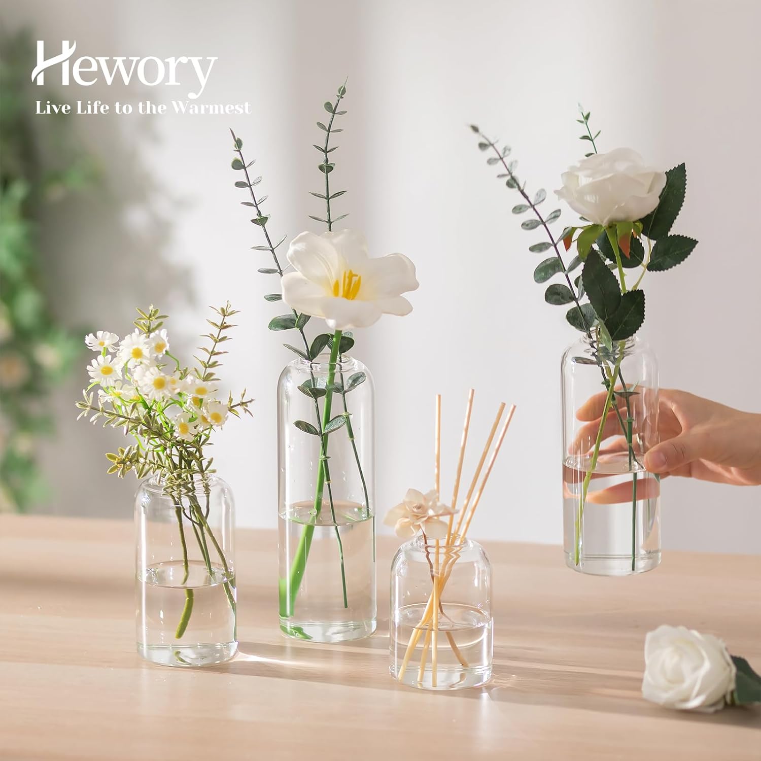Glass Bud Vases for Flowers / Clear / Set of 20