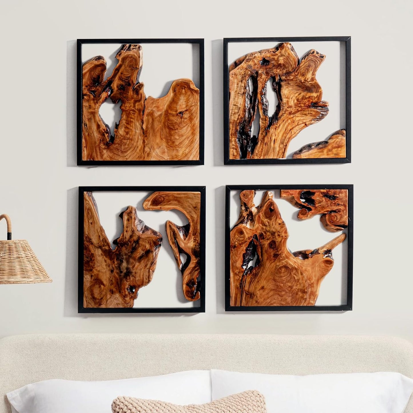 Rustic Cedar Wall Sculptures / Set of 2