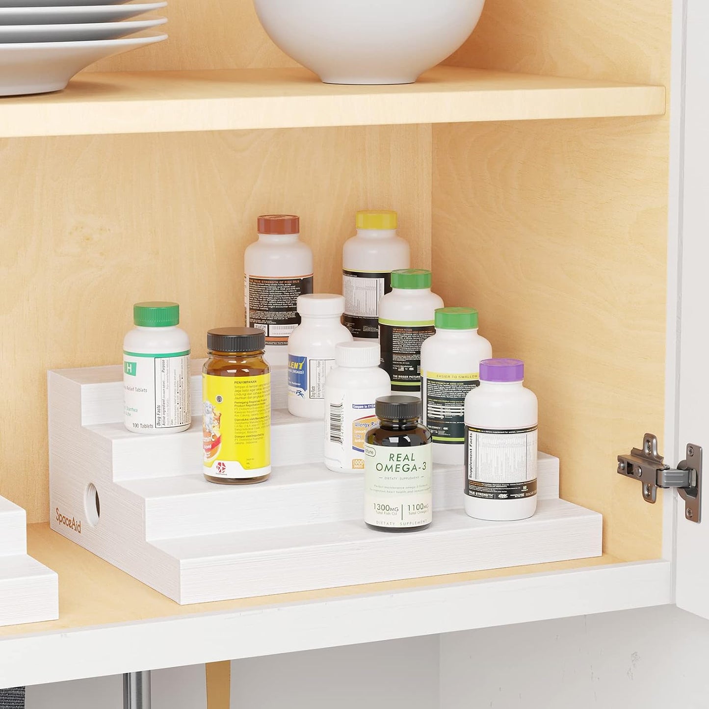 SpaceAid Bamboo Spice Rack Organizer for Cabinet, Kitchen Pantry Spices Storage Rack for Cabinets Organization, Home