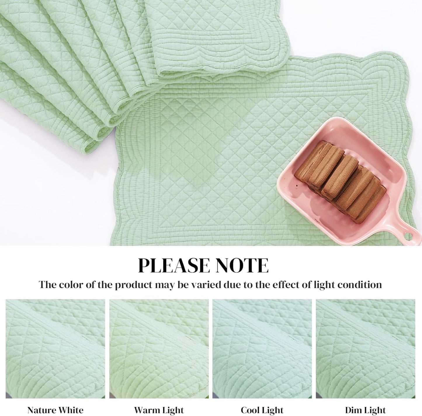 HOMBYS Quilted Placemats Set of 4 Washable-Rectangular Placemats for Kitchen Table-100% Cotton Fabric Rectangular Table