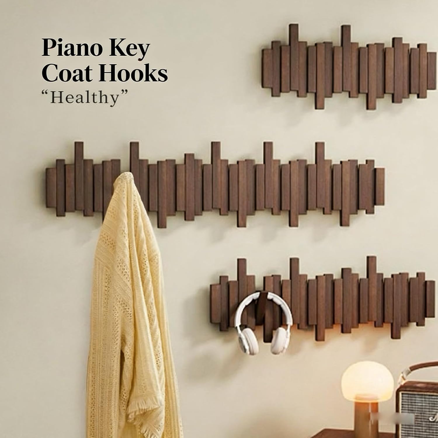 Wooden Magnetic Wall Hooks / Walnut / 6hooks