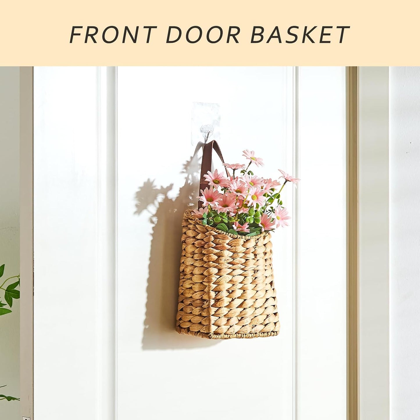 Wall Hanging Pocket Basket Portable Storage Basket Decorative Boho Mounted / Water Hyacinth