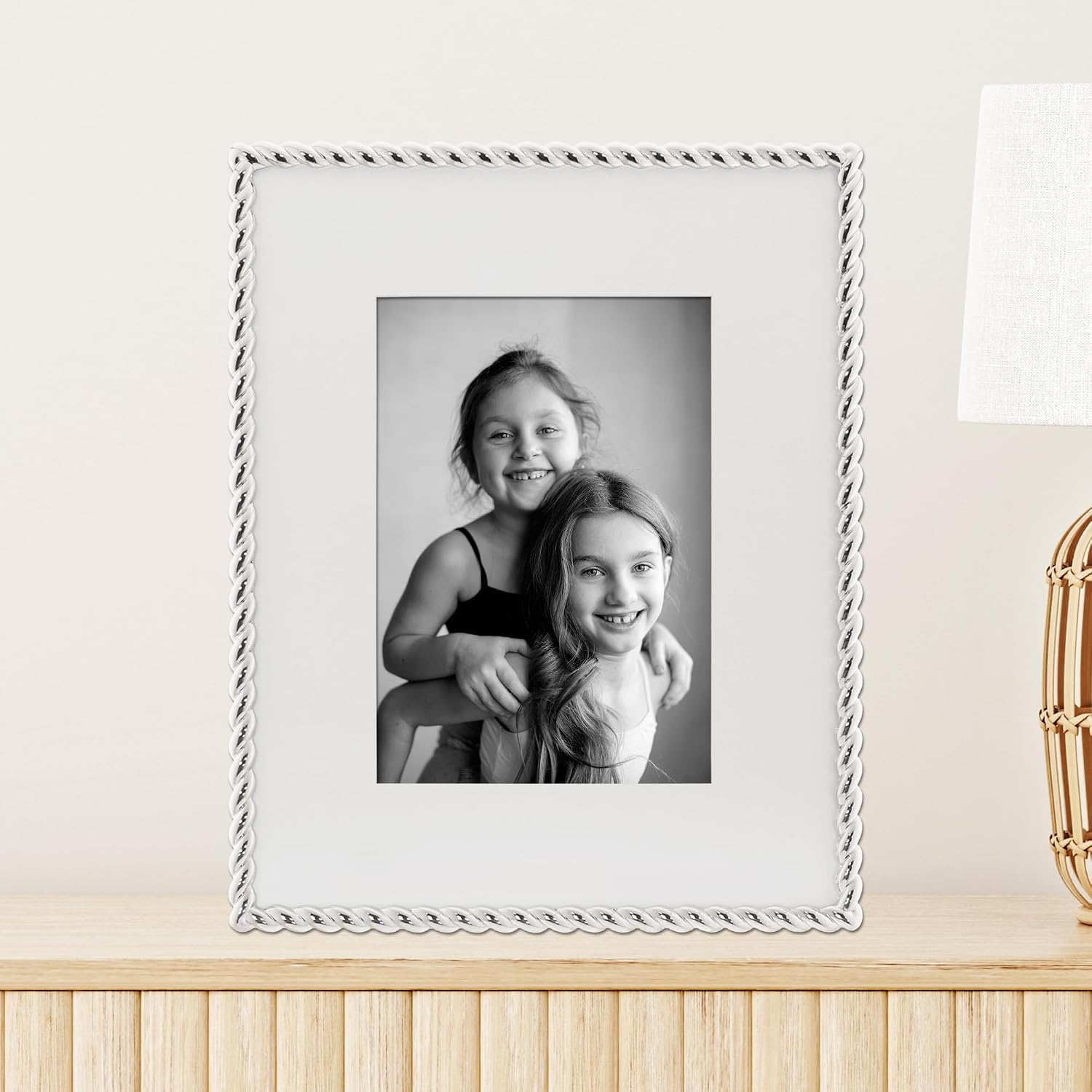 Lawrence Frames Silver Metal Rope 8x10 Matted for 5x7 Picture Frame (710080)