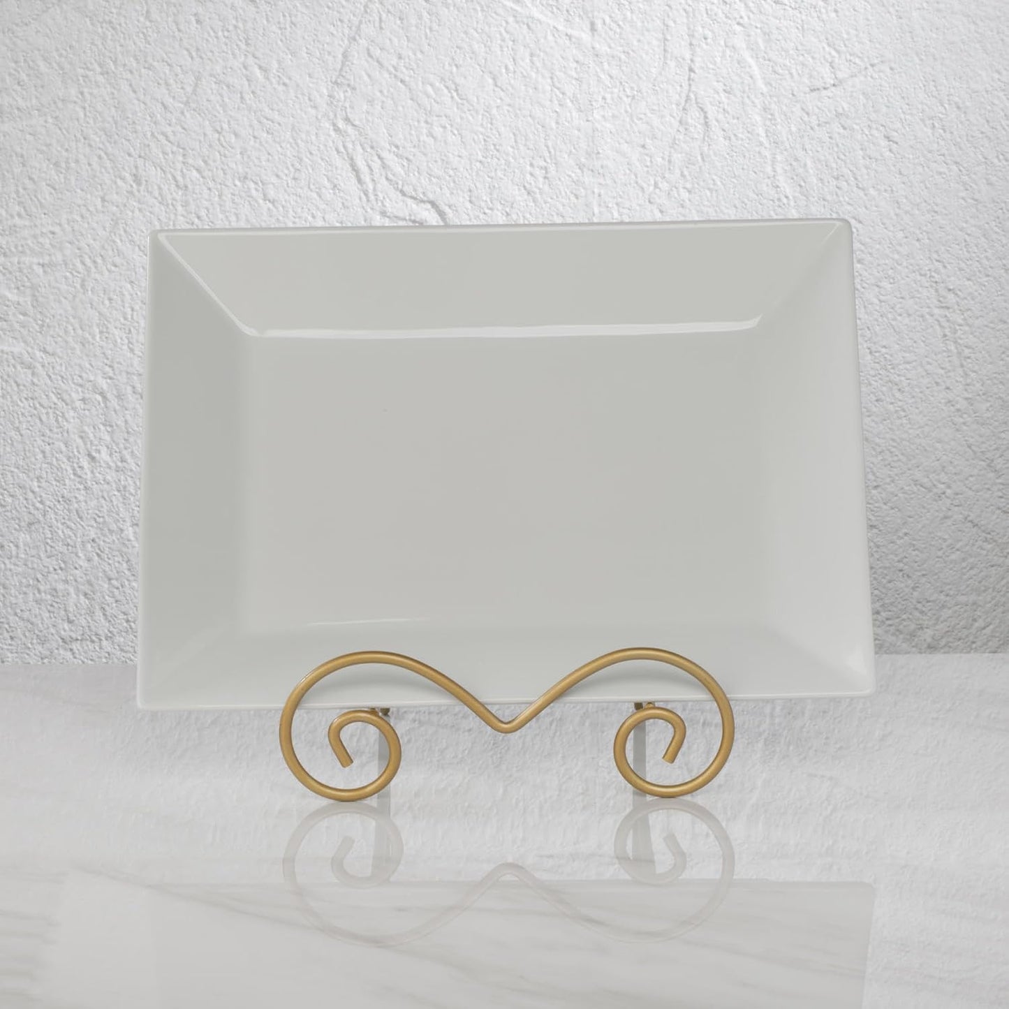 TRIPAR Stratford 9" Large Gold Metal Bowl Stand Display Rack Easel for Bowls, Platters, Cookbooks, Plates and Artwork