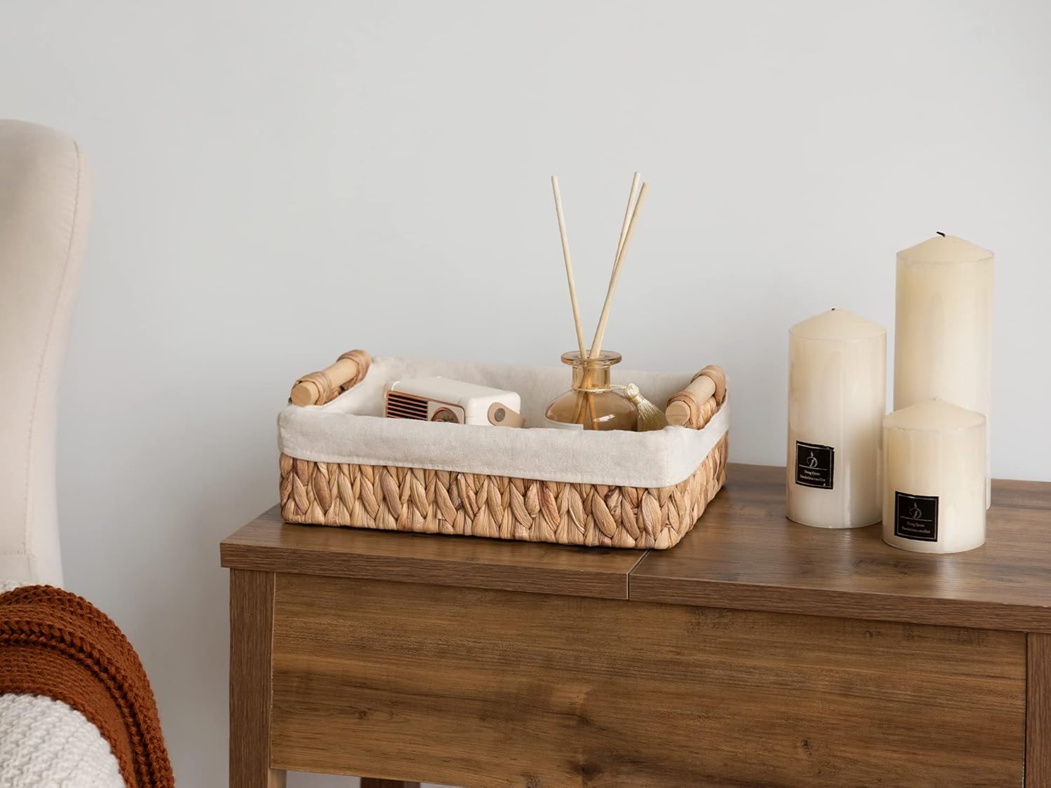 Wicker Bathroom Basket for Toilet Tank Top / Natural