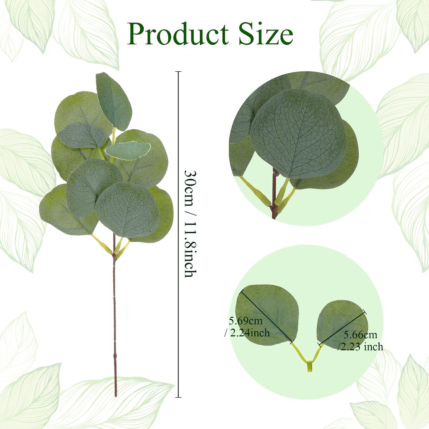 Artificial Eucalyptus Stems Leaves Bulk Tall Dollar Eucalyptus / Silver / 11.8 Inch / Set of 300