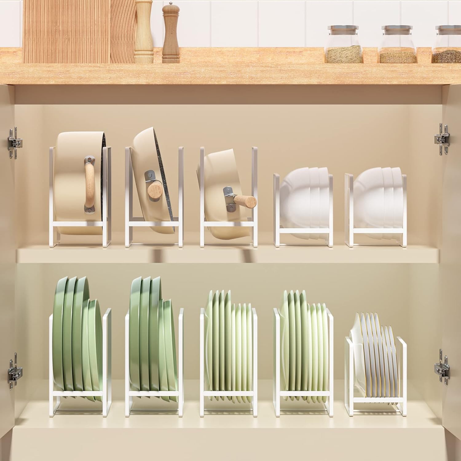 2 Large 1 Small Plate Organizers Holders Upright Cabinet Dish Drying Racks Metal Plate Dish Organizers Racks Stands for