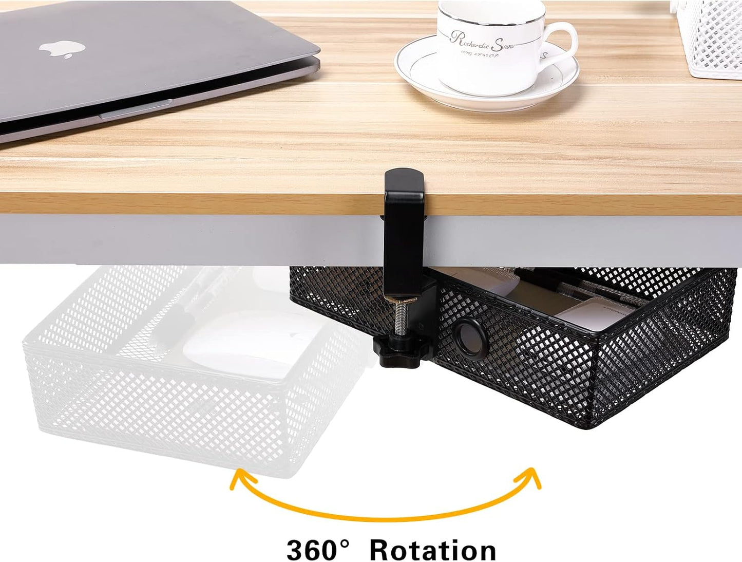 Under Desk Drawer, Clamp on Desk Organizer Hanging Desk Storage Under Table | Under desk organizer: clamp on desk