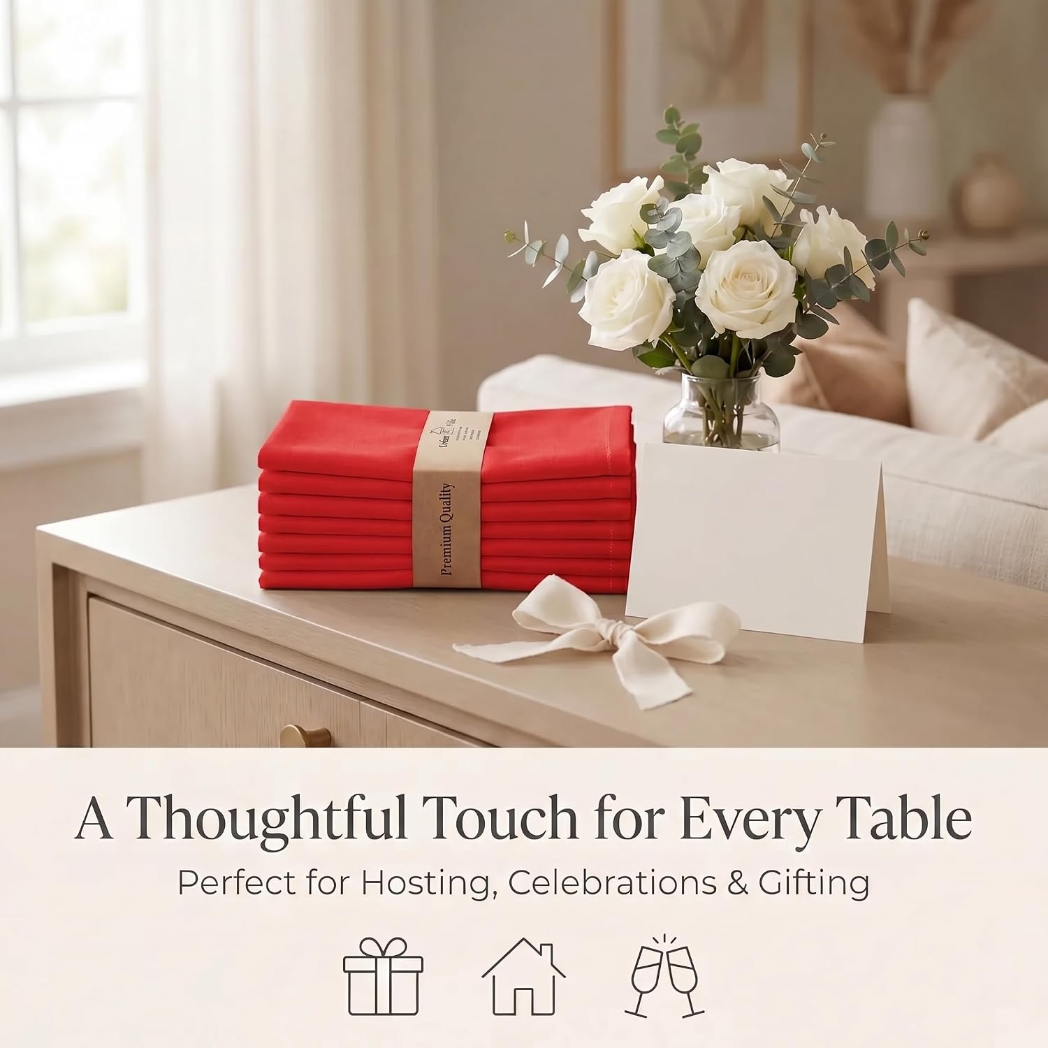Urban Villa Cloth Napkins Cotton 20x20 (Set of 12) Red