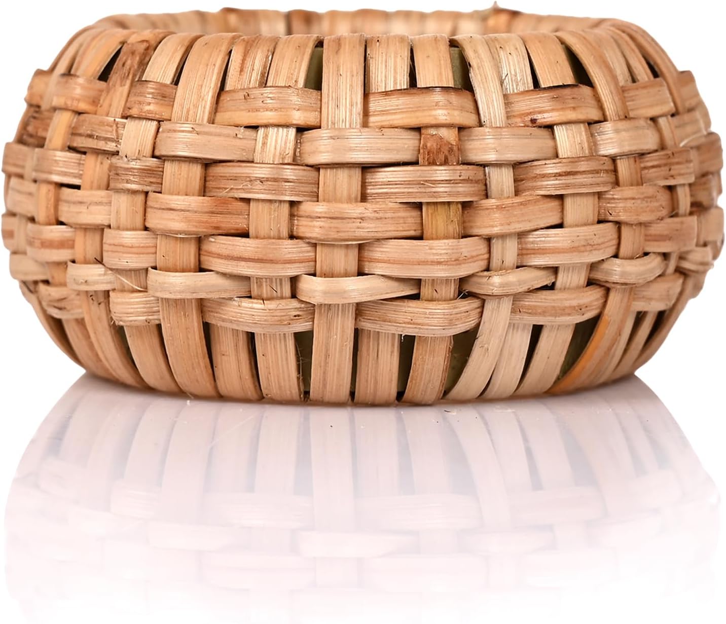 Woven Jute Napkin Rings, Set of 12, Natural Rattan | Handmade rattan, plastic base, 2.5x2.5x1 in each, set of 12