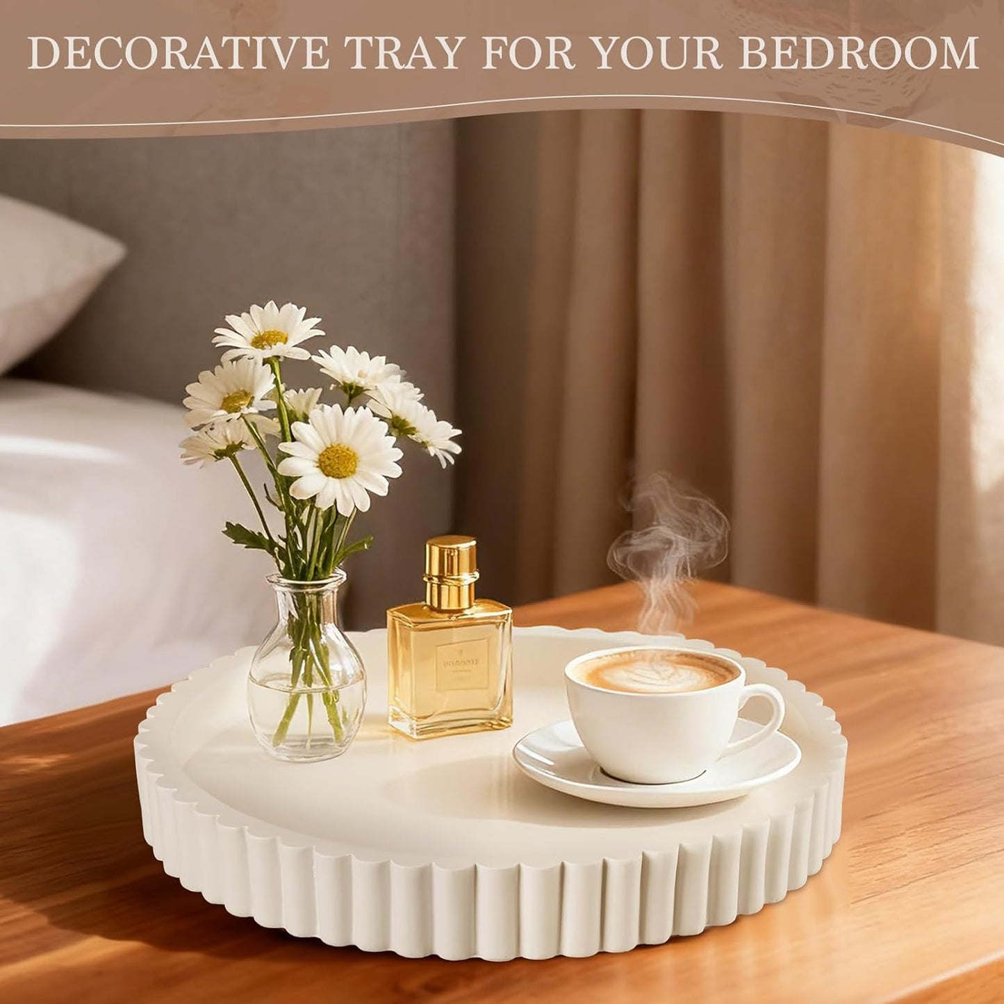 Decorative Tray / Resin Round Tray Stylish Coffee Table Centerpiece