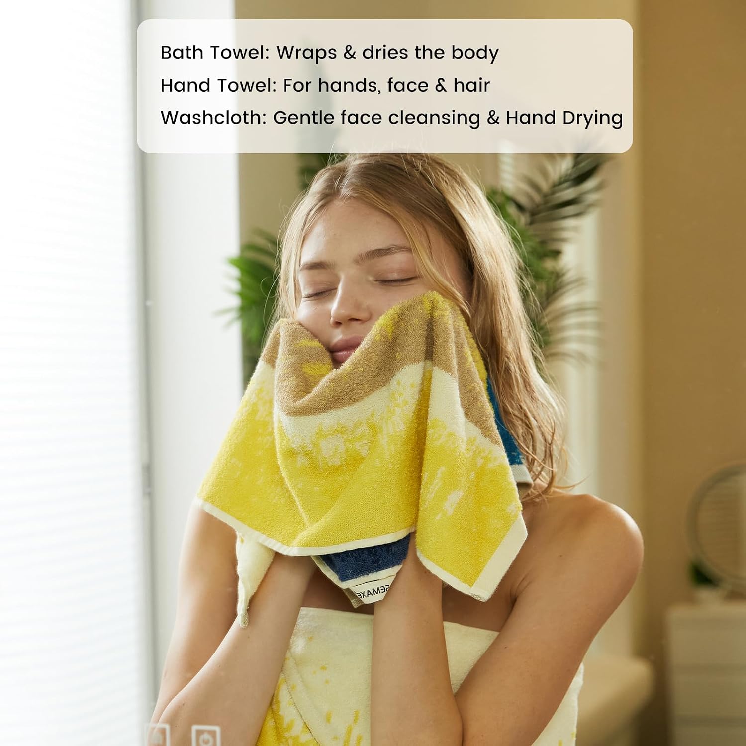 8-Piece Cotton Bath Towel Set for Bathroom, Hanging Loops, Coastal Ombre | Complete starter set for daily showers