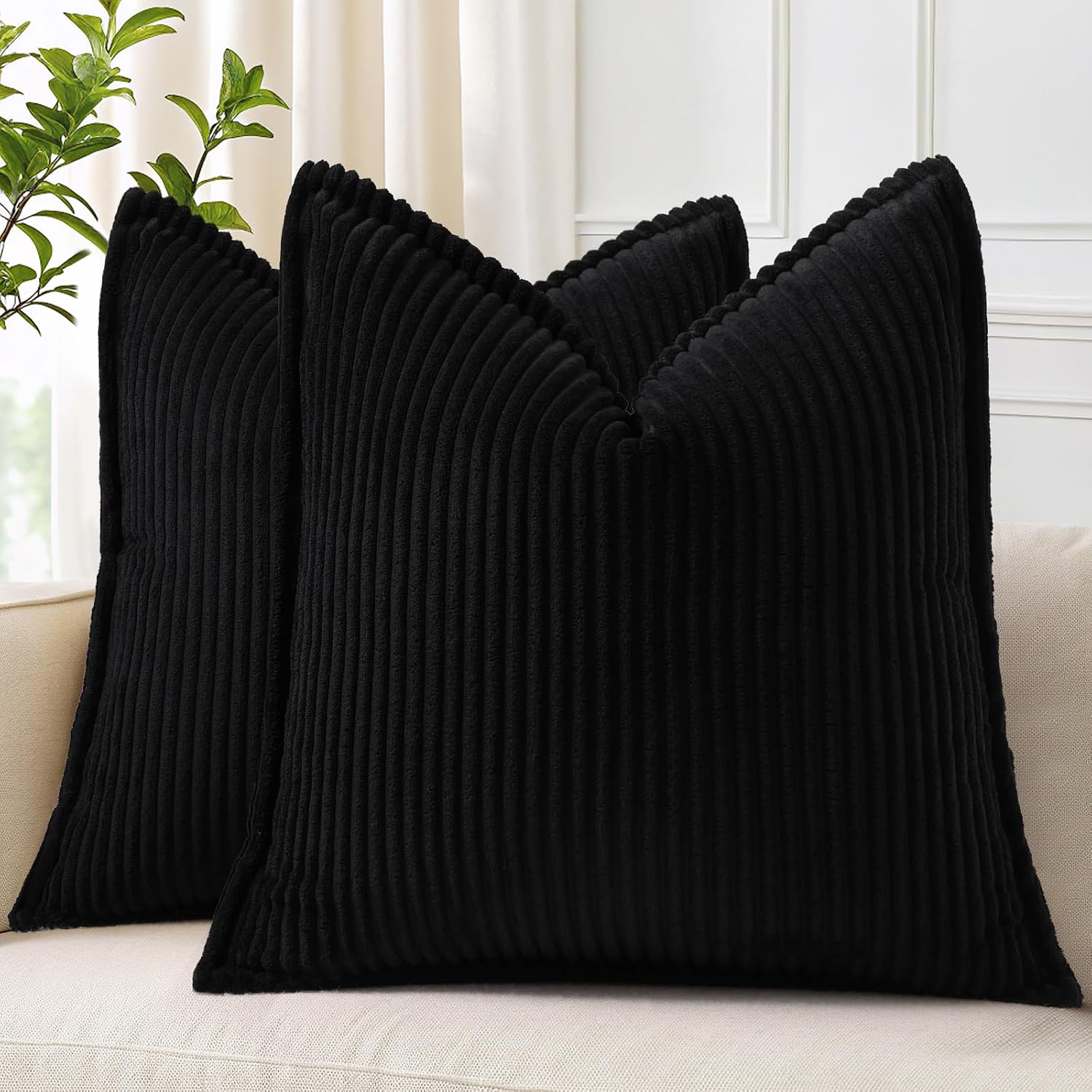 MIULEE Linen Decorative Fall Euro Throw Pillow Covers Dark Coffee 26x26