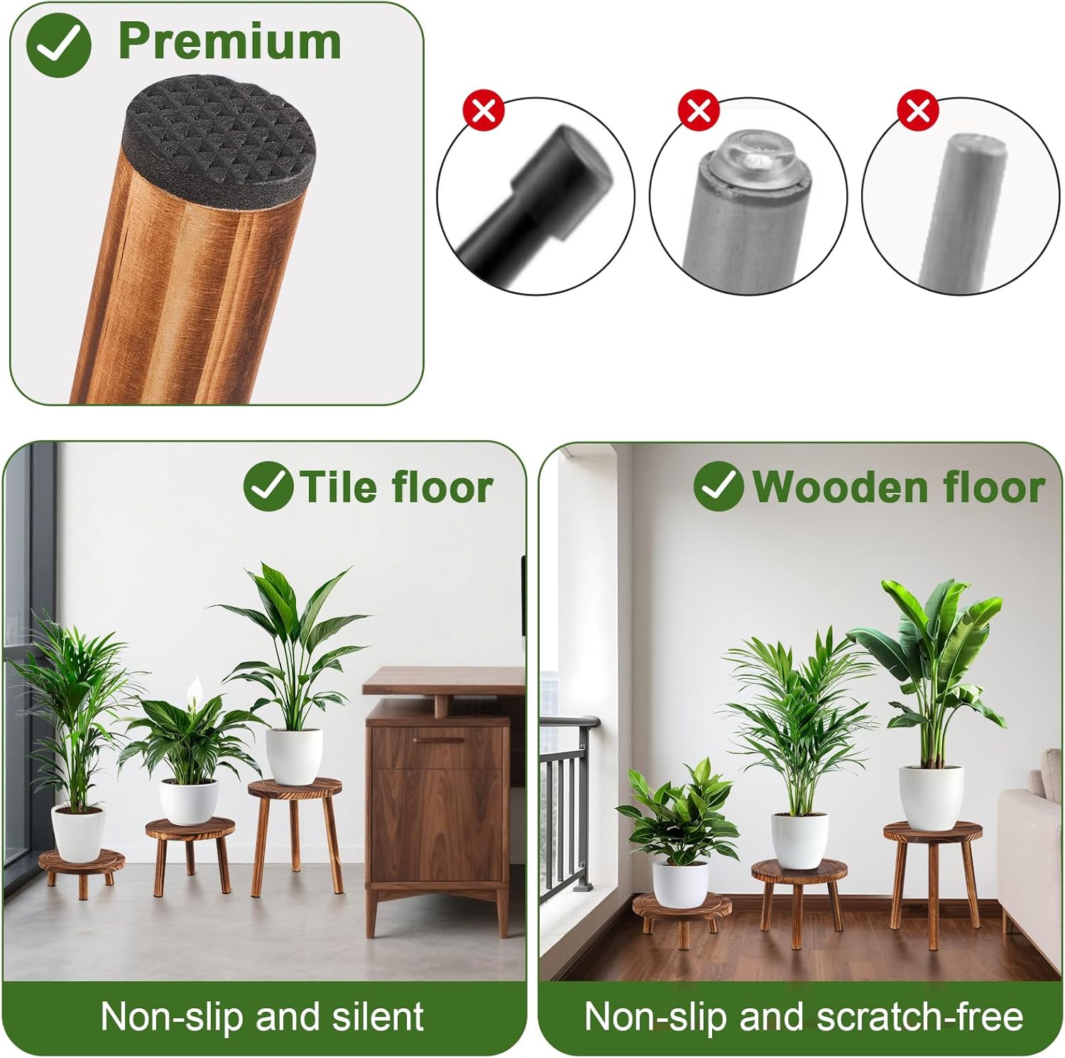 Wood Plant Stands Indoor Outdoor / 1tier-3set / 11 Inch / Set of 3