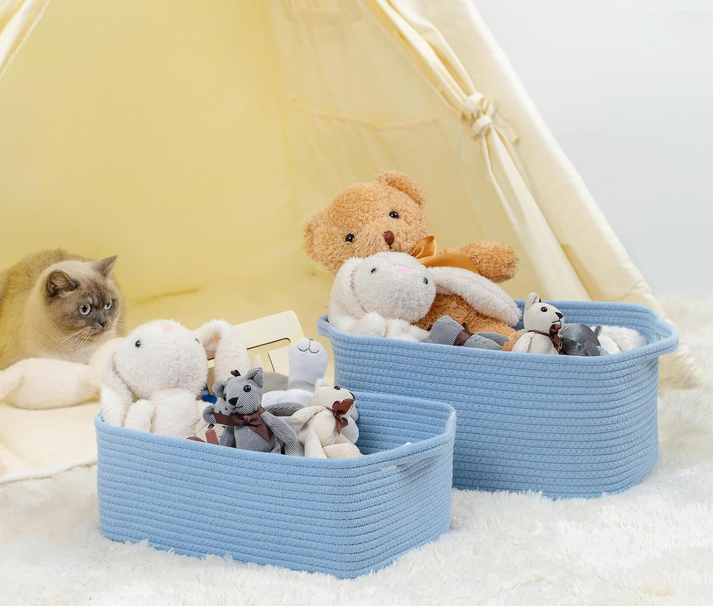 Woven Closet Storage Bin / Blue / 14''x10''x5