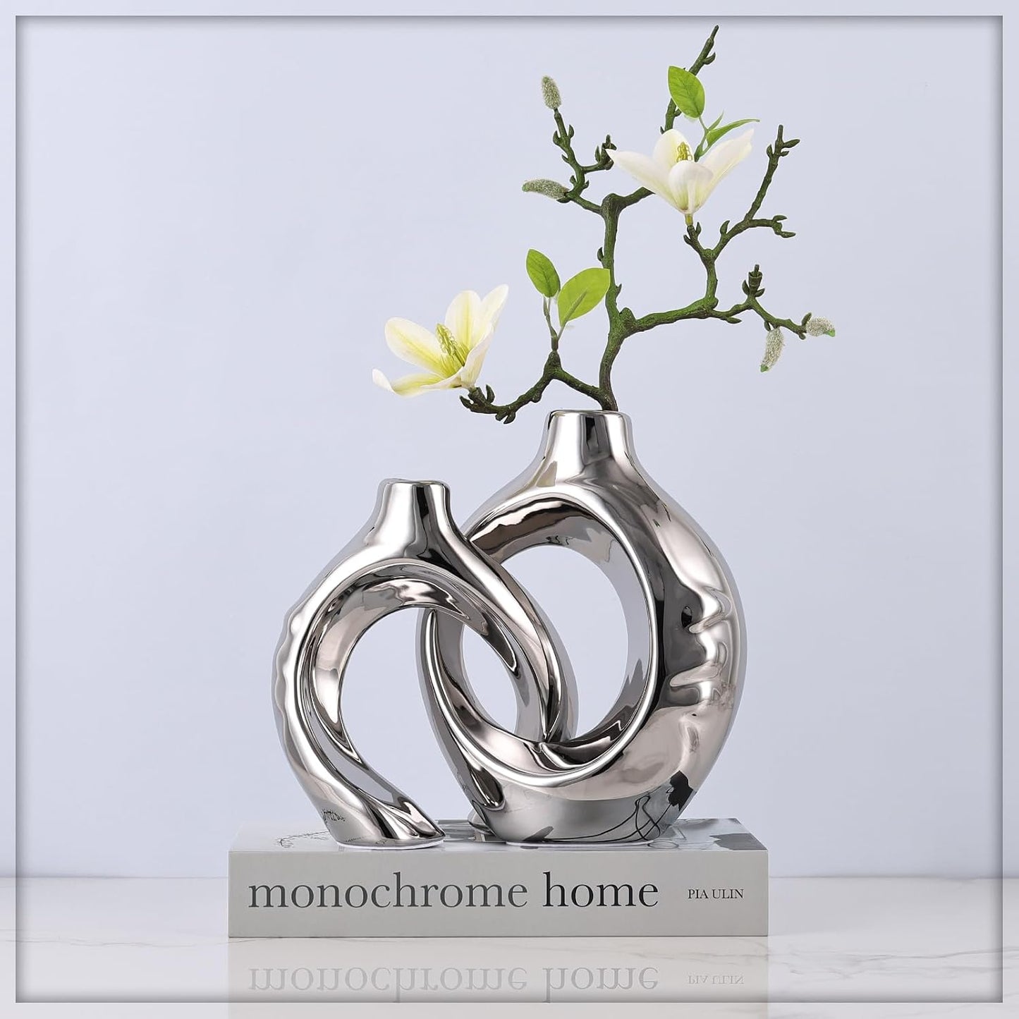 Home Decor Ceramic Vase / Silver / Set of 2