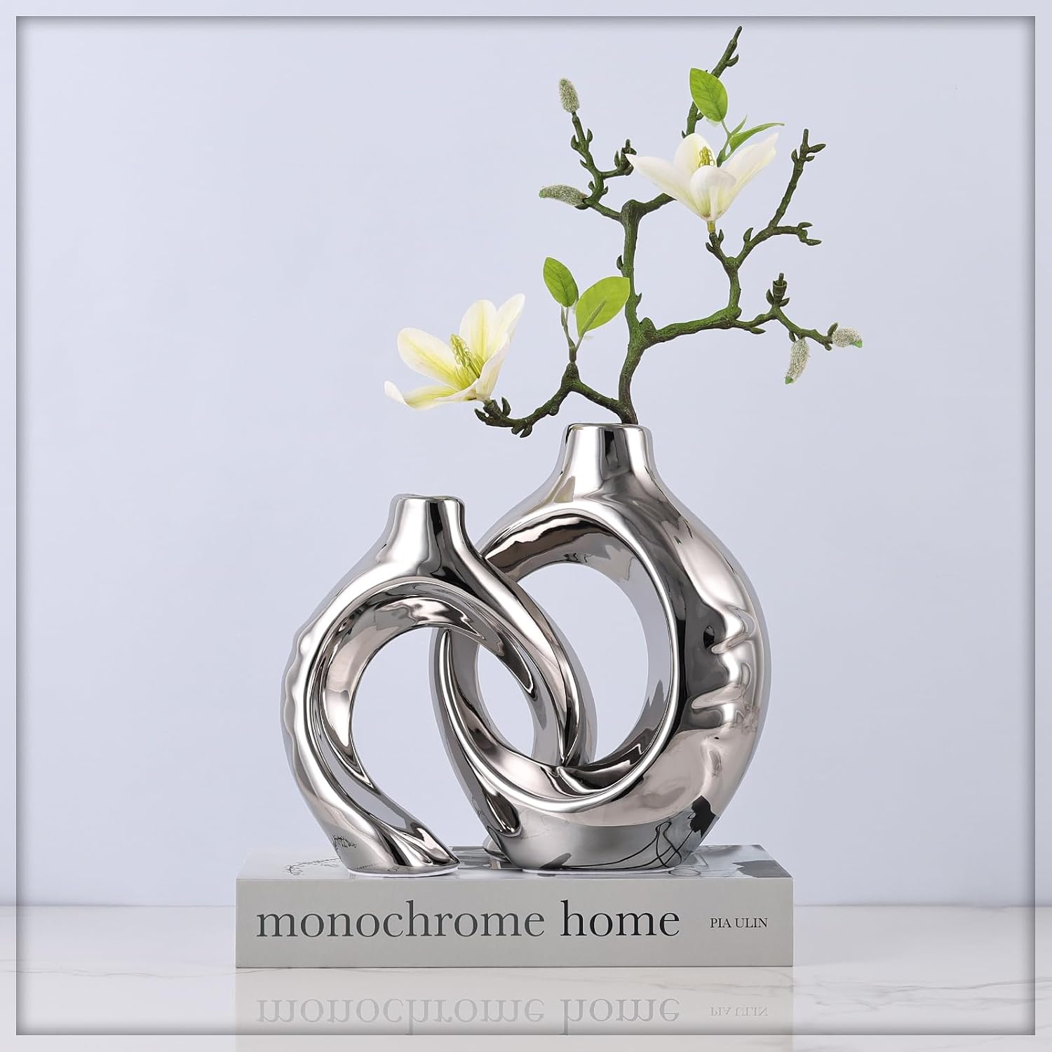 Home Decor Ceramic Vase / Silver / Set of 2