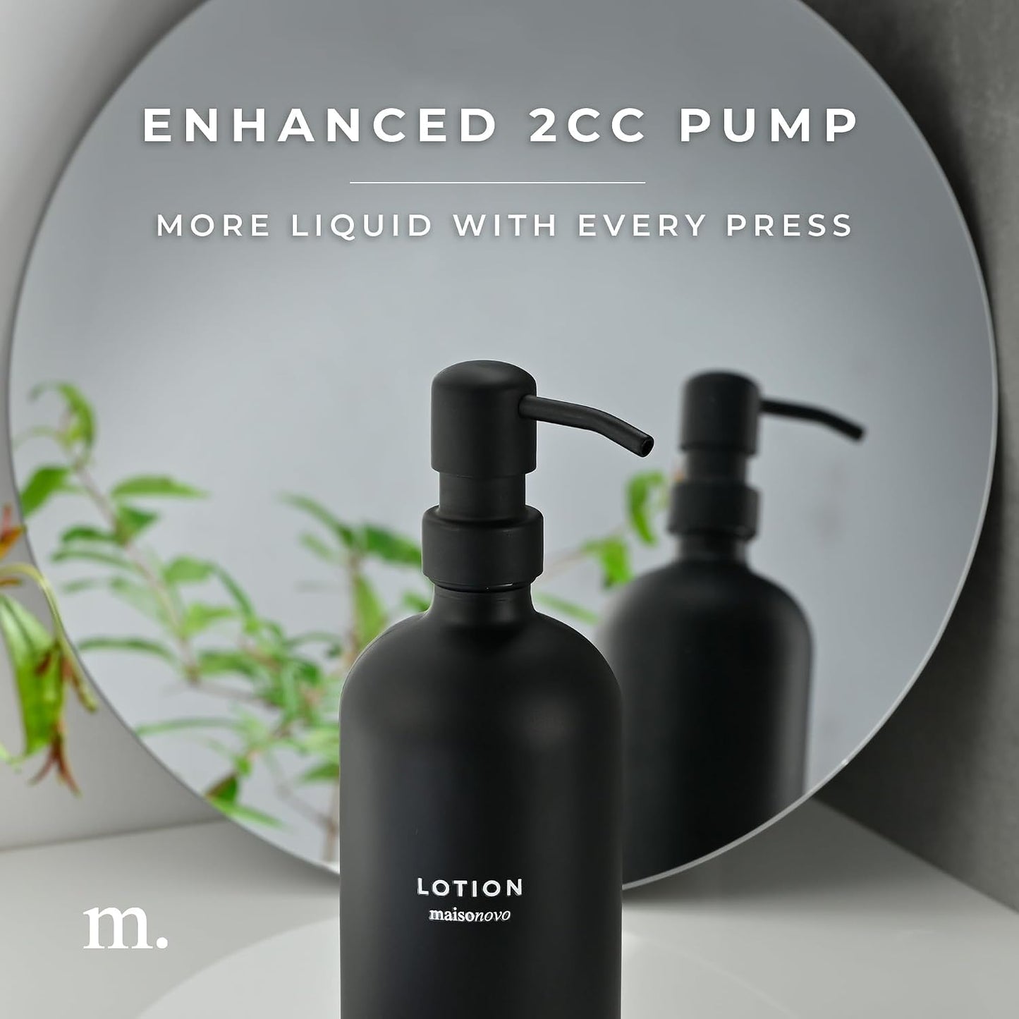 MaisoNovo Soap Dispenser 2-Piece Set | 16.9oz Black Bottles with Black Plastic Pumps